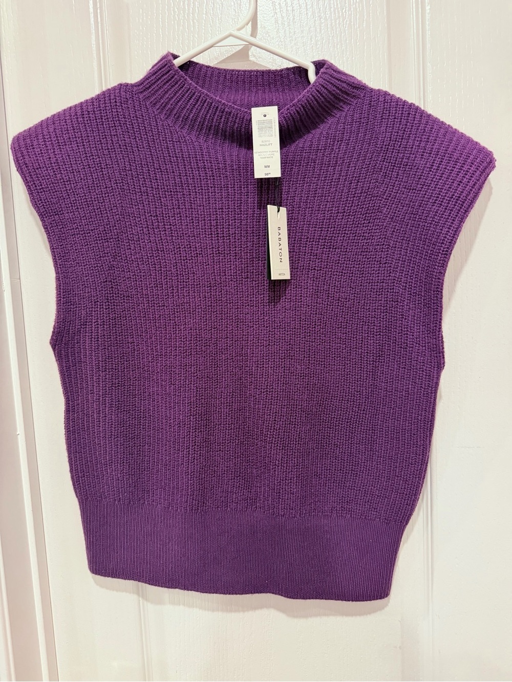 Aritzia Purple Ribbed Mock-Neck Knit Tank